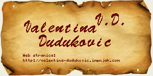 Valentina Duduković vizit kartica